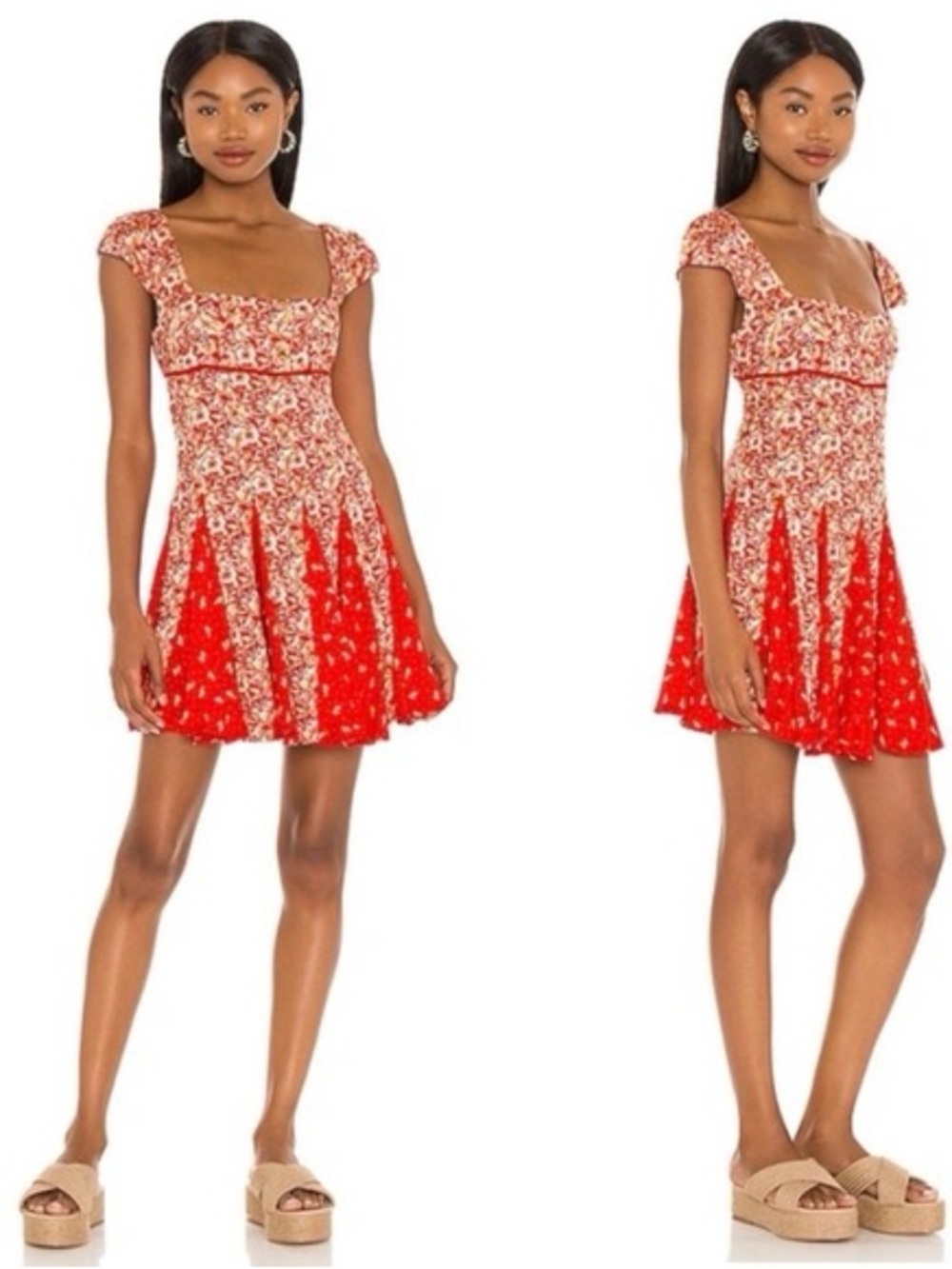 Free people ponderosa mini dress size s can fit M tie back dress